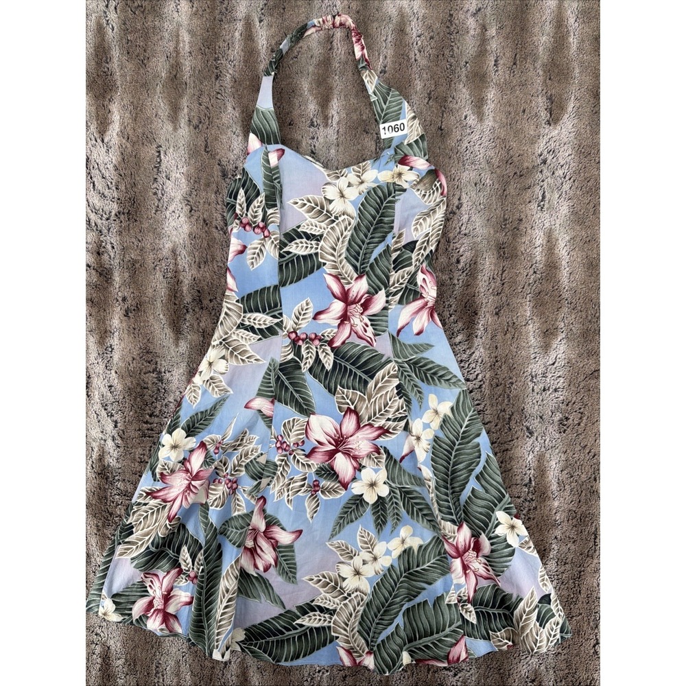 Vintage Hilo Hattie's Hawaii Floral Halter Dress Beach Cover Up Floral Hawaiian